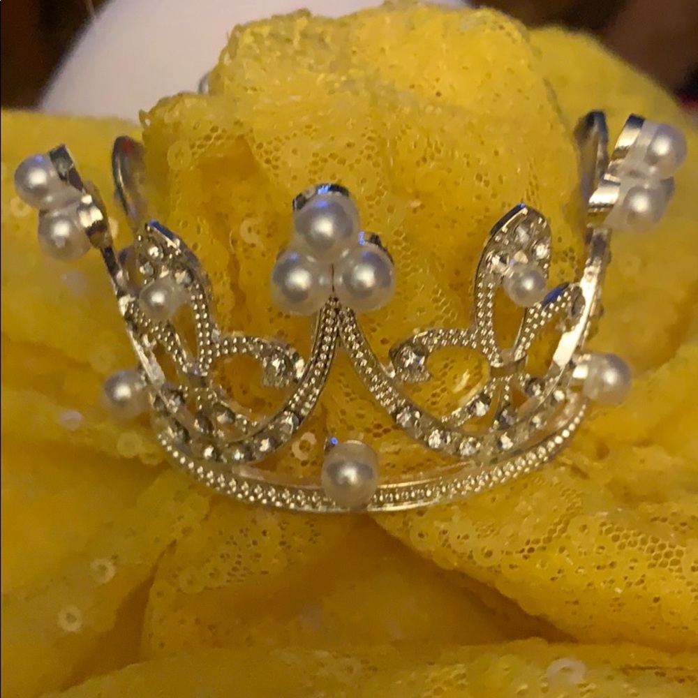 New Silver Pearl Crown for infants 2” diameter